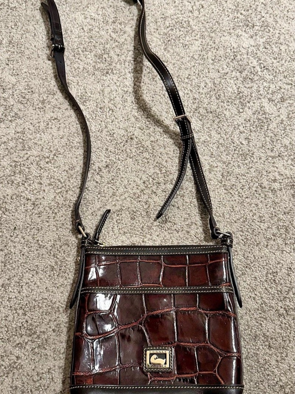 Dooney & Bourke Crocodile-Embossed Crossbody Bag in Dark Brown